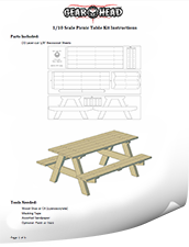 1/10 Scale Picnic Table Kit Instructions